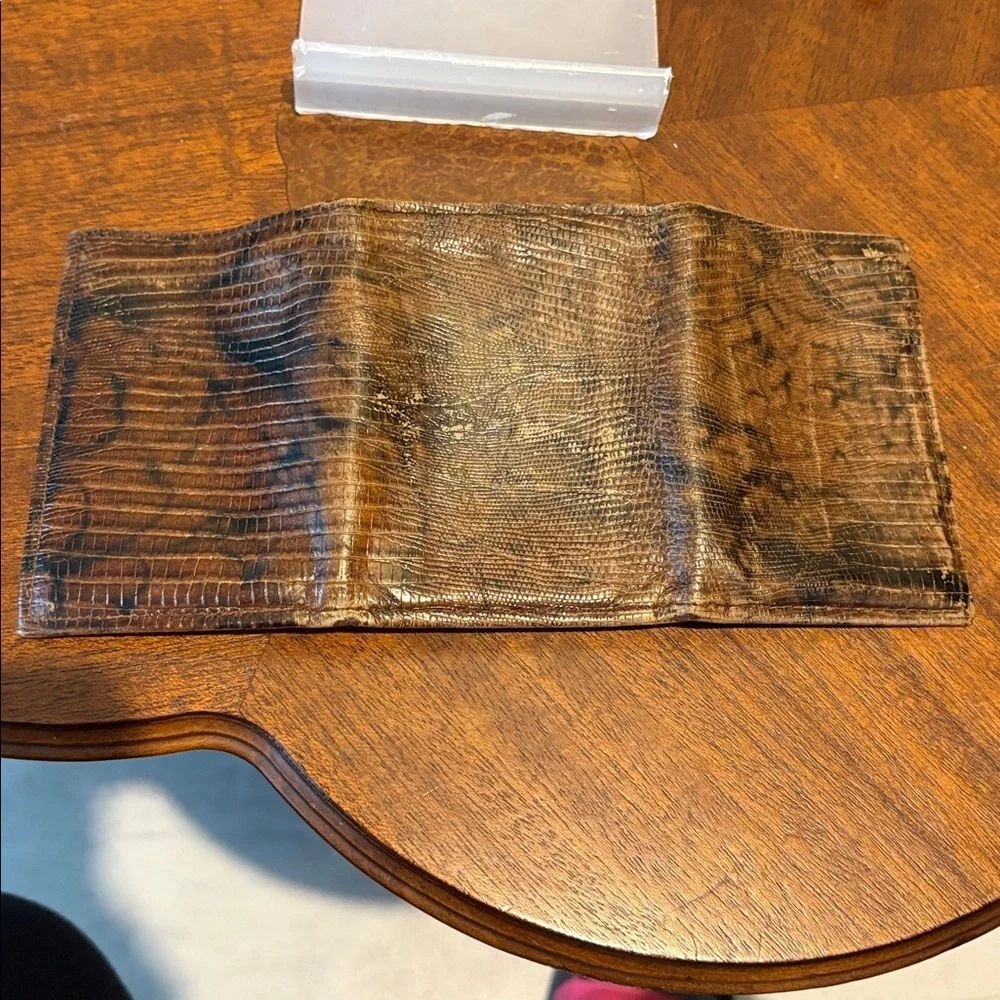 Di Lido wallet genuine leather snake skin pattern print trifold wallet small